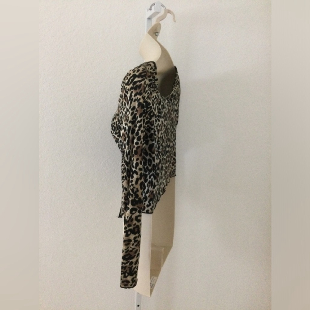 Just Polly New York animal print long sleeve cropped top Woman’s XL - Picture 5 of 11